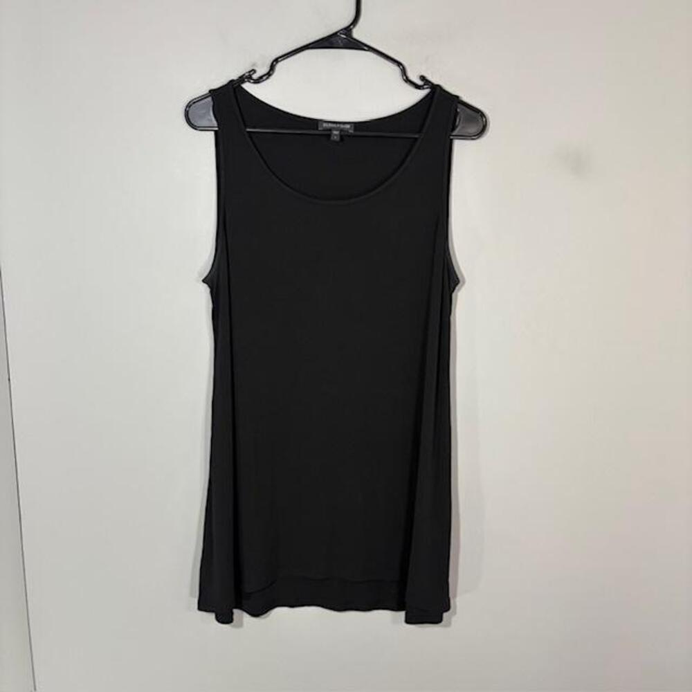Eileen Fisher Tank Womens Large Black Solid Silk Scoop Neck Sleeveless Tunic Top